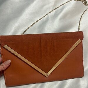 Aldo Brown and Gold Clutch with Chain Strap
